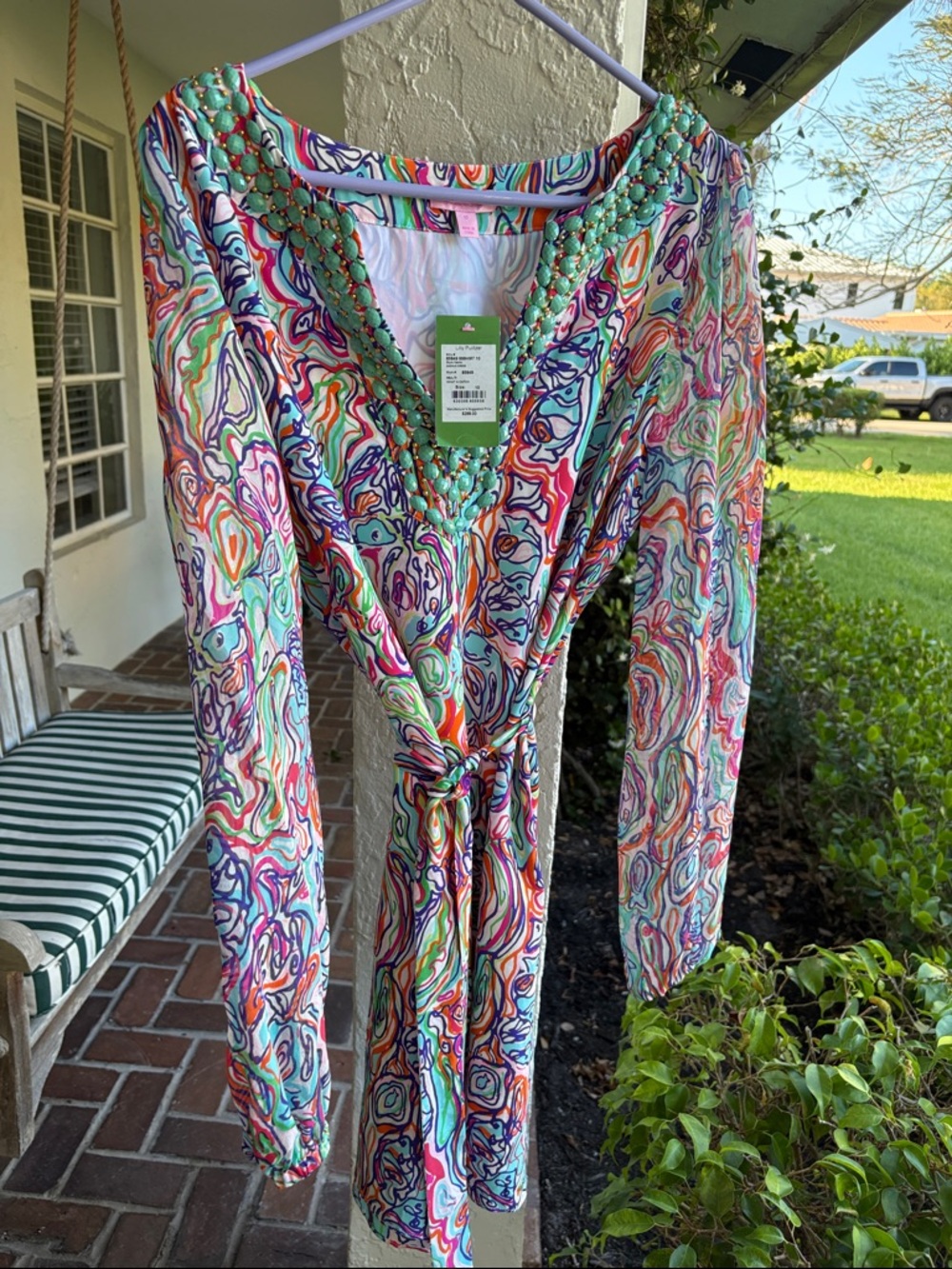 Lilly Pulitzer Multicolor Beaded V-Neck Wrap Dress
